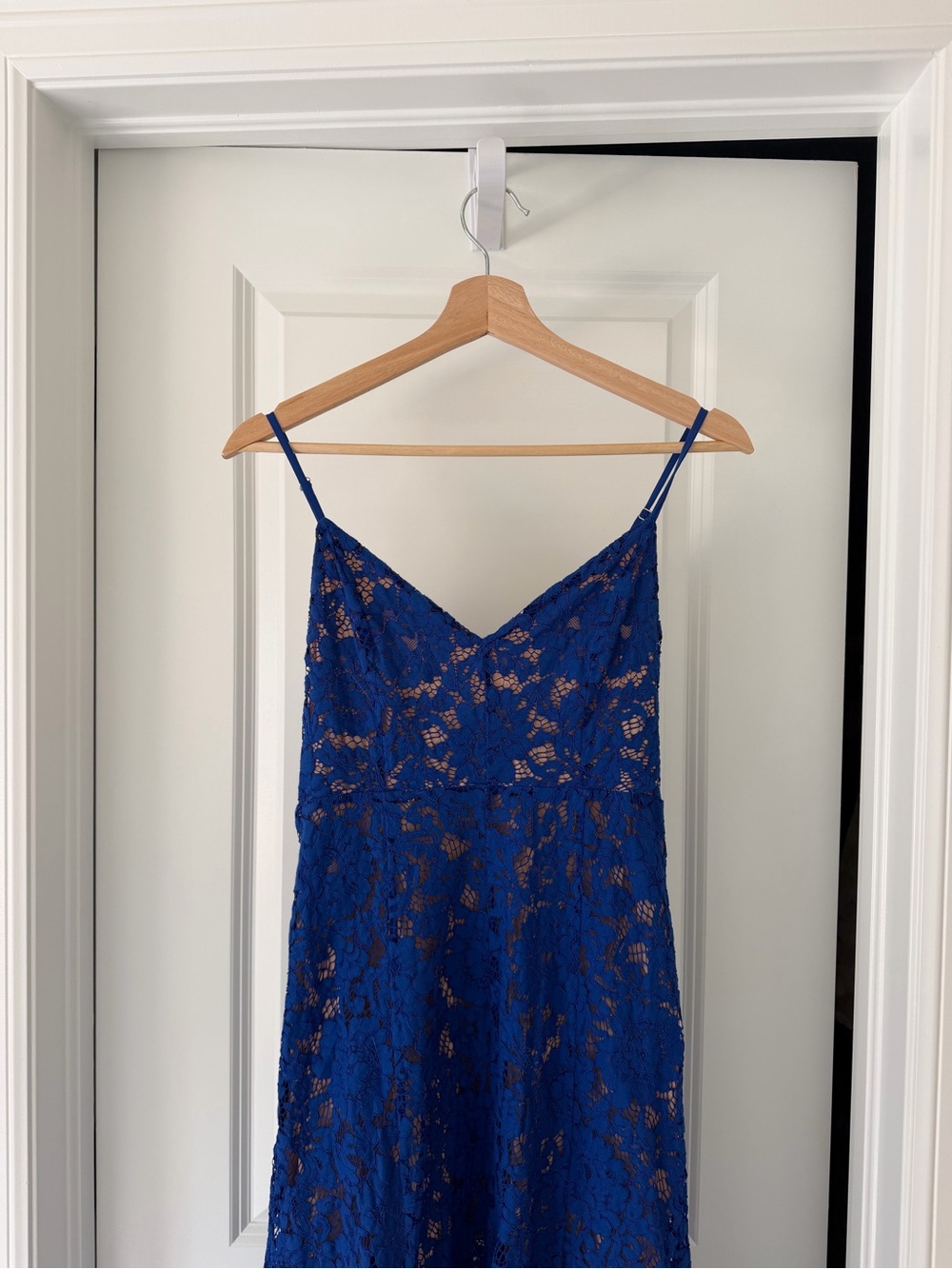 Lulu's Royal Blue Lace Midi Dress with Spaghetti Straps - Picture 6 of 8